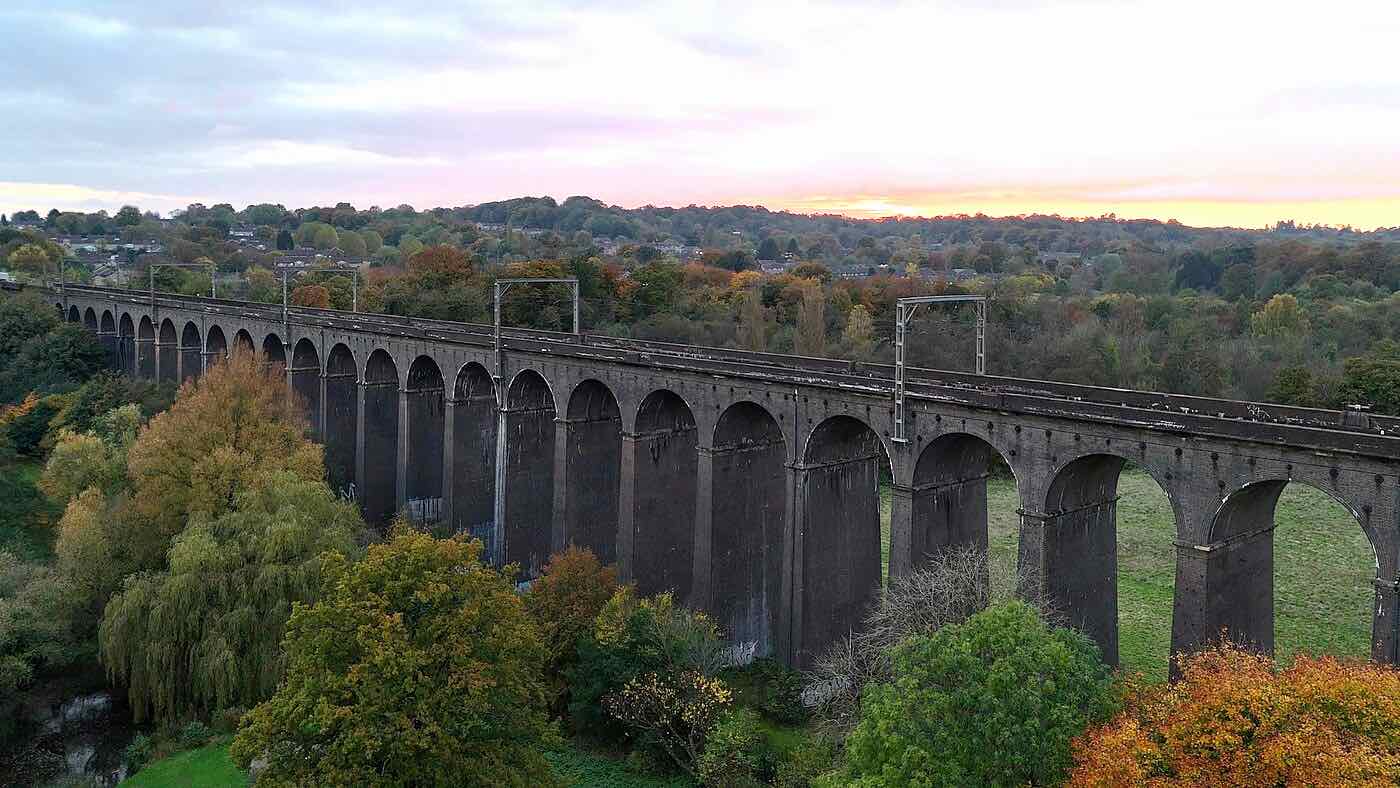 The Digswell (Welwyn) Viaduct at sunset